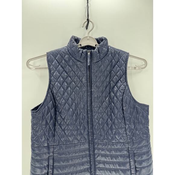Talbots Long Quilted PrimaLoft Puffer Vest navy blue size XL Petite minimalist - Picture 3 of 8